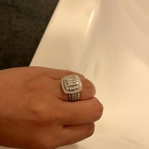 Womens 2 CT. T.W. Genuine White Diamond 10K White Gold Cushion Halo Bridal Set